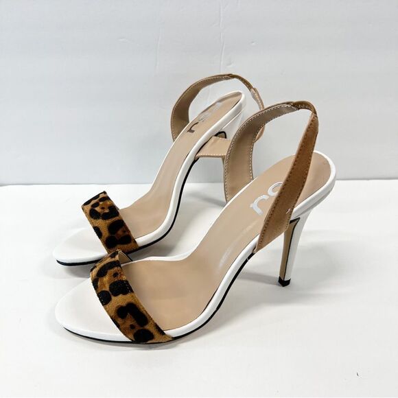 FSJ women sexy leopard print slingback open toe heels pumps sandal casual comfy - Picture 3 of 6
